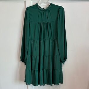 Women’s Long Sleeve Tiered Dress in Emerald Green